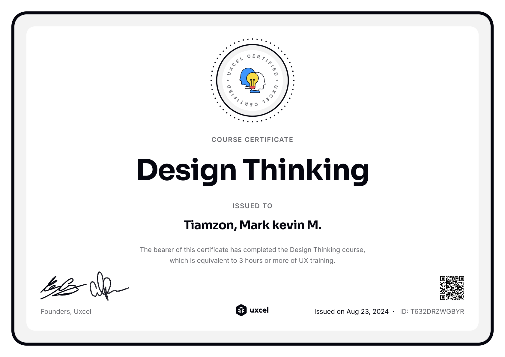 Mark kevin's certificate